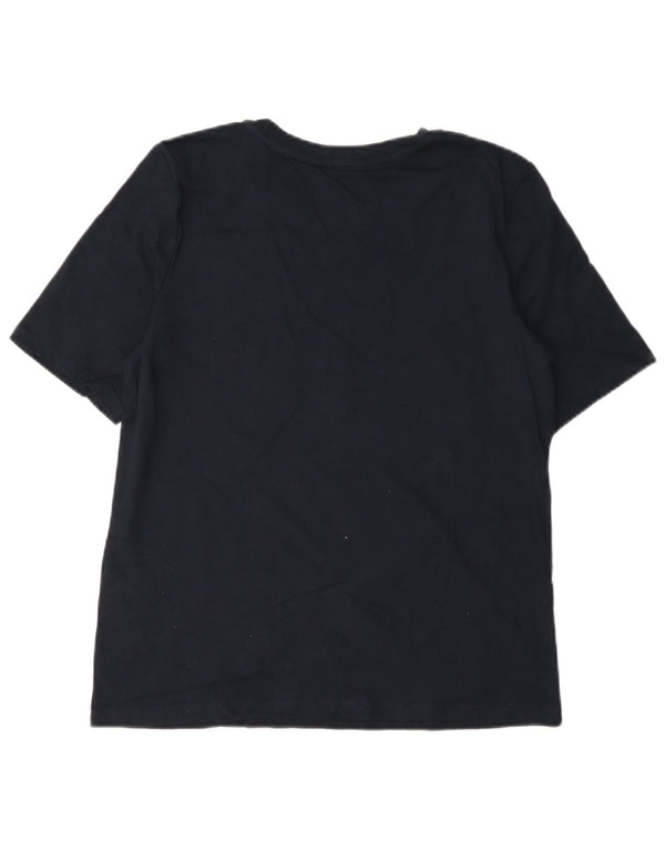 Tommy Hilfiger Womens Graphic T-Shirt Top UK 10 Small Navy Blue Cotton