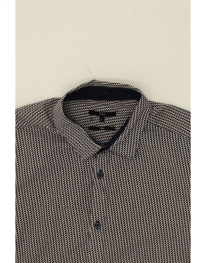 JULES Mens Shirt Large Black Geometric Cotton Vintage Jules and Second-Hand Jules from Messina Hembry 