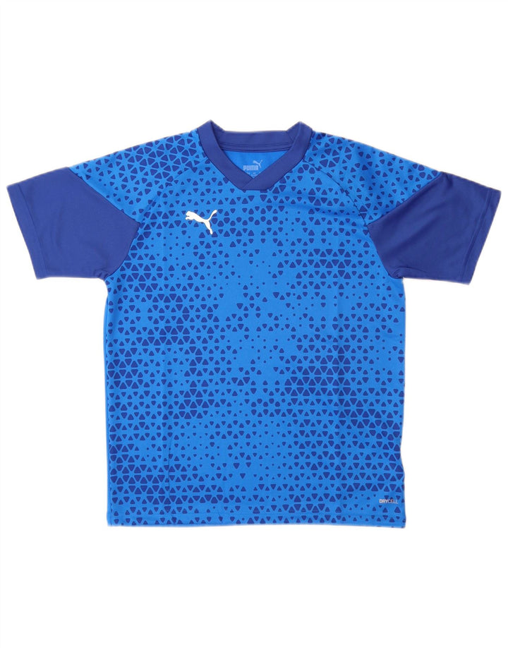 Puma majica kratkih rukava za dječake 11-12 godina, plavi geometrijski poliester