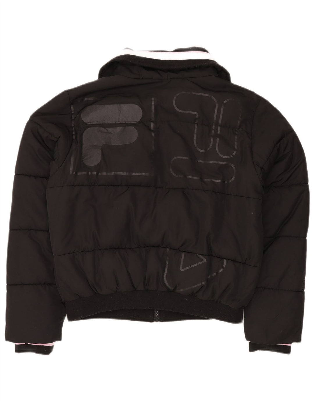 FILA Ženska grafička podstavljena jakna UK 14 Srednji crni poliester