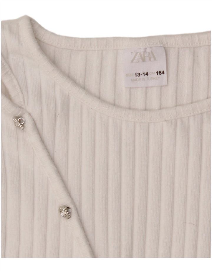 ZARA Girls Top Long Sleeve 13-14 Years White Polyester