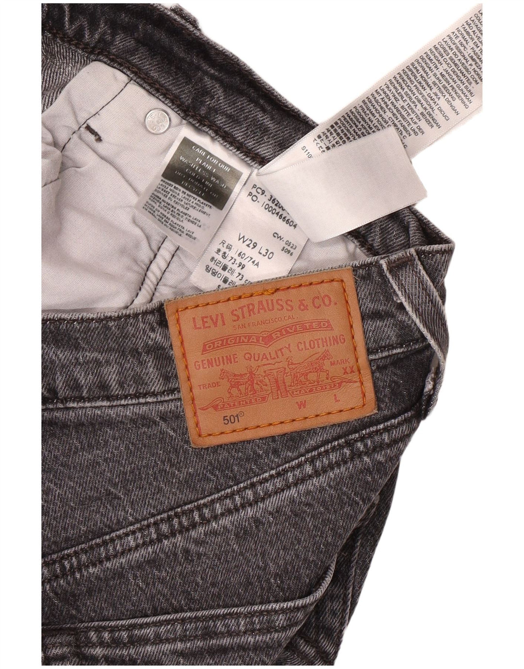 LEVI'S muške 501 ravne traperice W29 L30 sivi pamuk