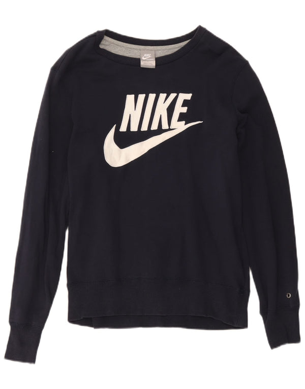 Nike ženski džemper s grafičkim motivima UK 14 srednje tamnoplavi pamuk