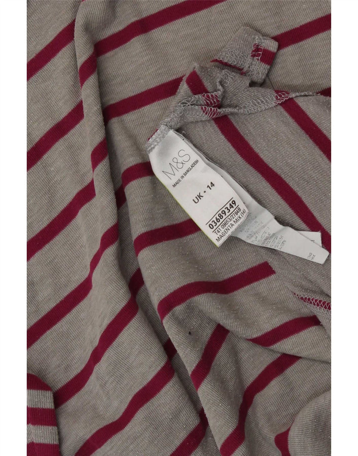 Marks & Spencer ženska majica kratkih rukava UK 14 velike sive pruge od poliestera
