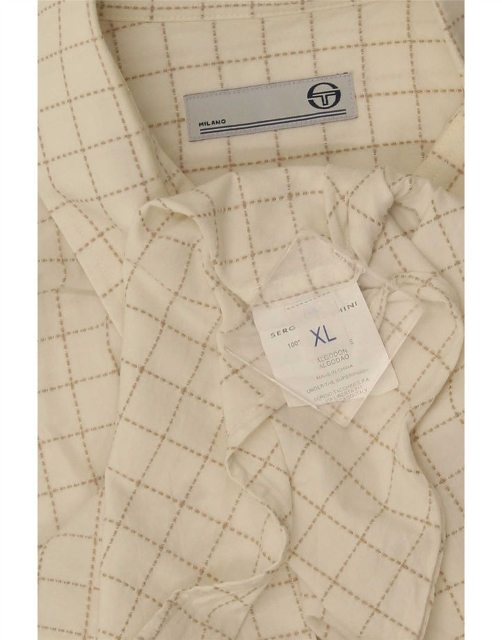 Sergio Tacchini muška košulja kratkih rukava XL bijeli karirani pamuk