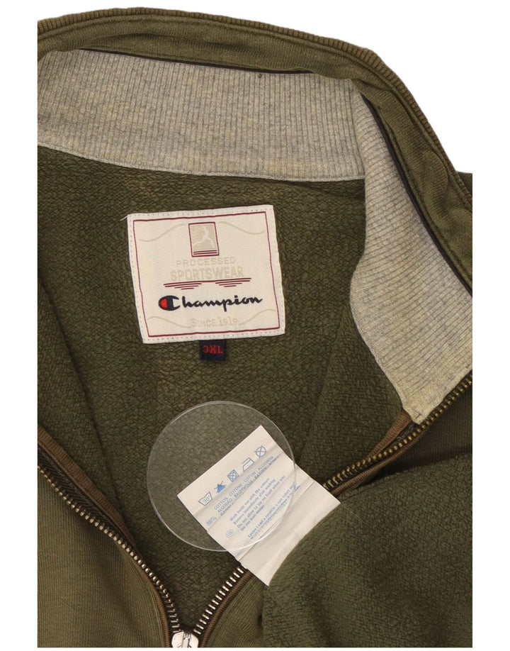 CHAMPION Muška majica s izrezom s patentnim zatvaračem 3XL kaki pamuk