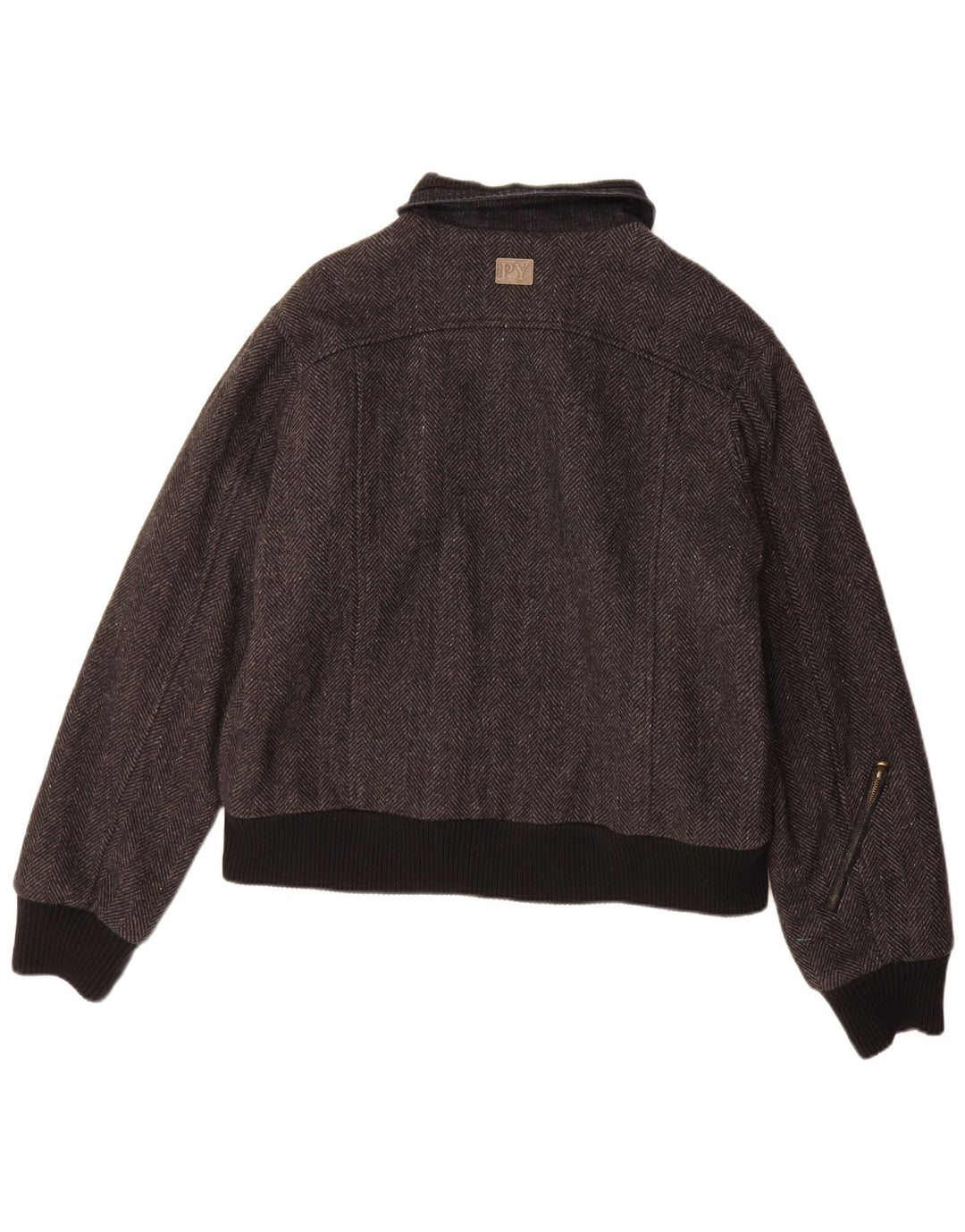Pyramid muška bomber jakna UK 40 Large Grey Riblja kost vuna