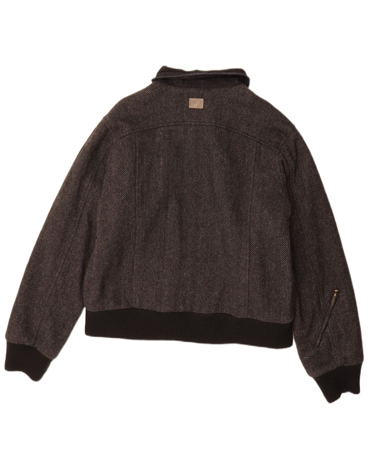 Pyramid muška bomber jakna UK 40 Large Grey Riblja kost vuna