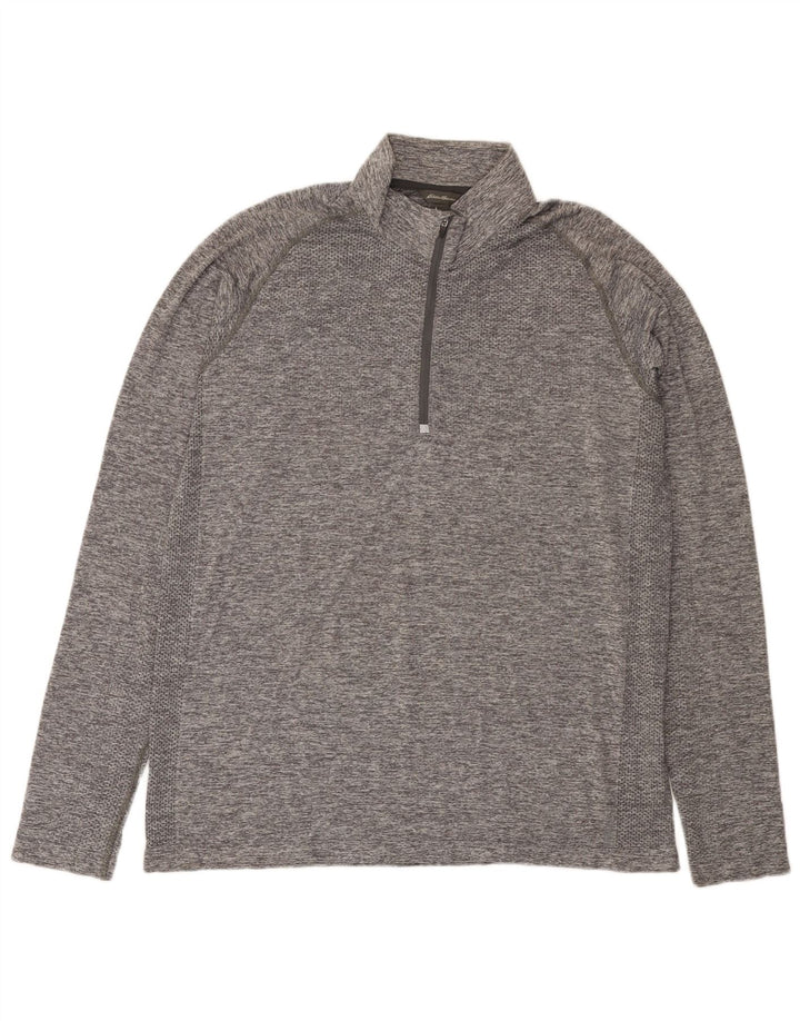 EDDIE BAUER Muški pulover s izrezom i gornjim dijelom trenirke XL, siva točka