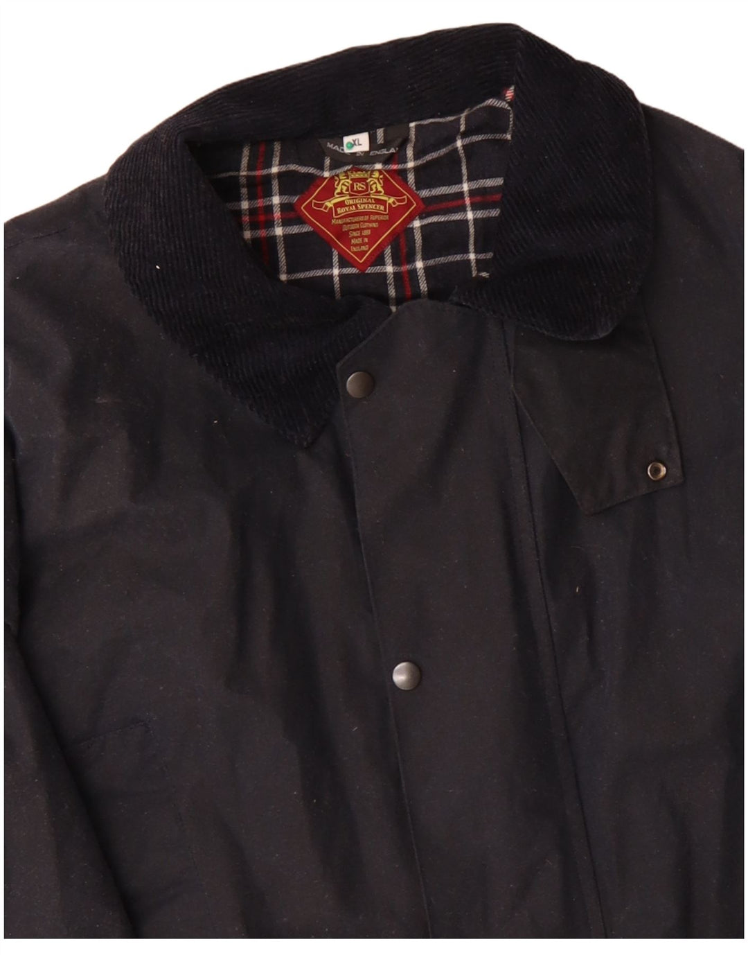 ROYAL SPENCER Muška jakna od voštanog pamuka širokog kroja UK 42 XL tamnoplavi pamuk