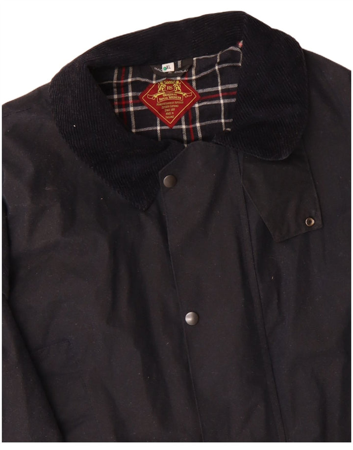 ROYAL SPENCER Muška jakna od voštanog pamuka širokog kroja UK 42 XL tamnoplavi pamuk