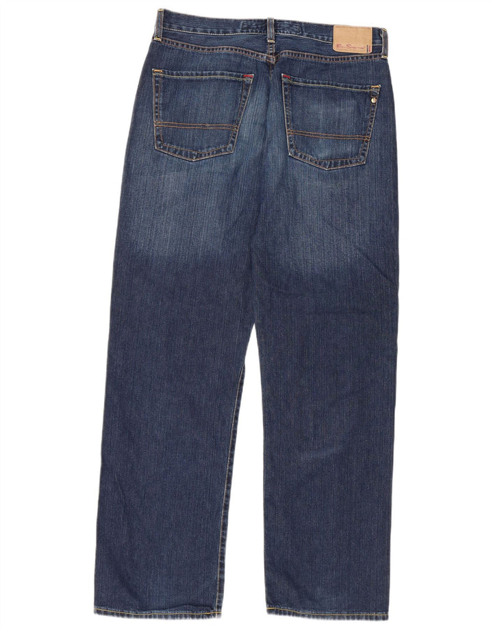 Ben Sherman muške ravne traperice W34 L32 plavi pamuk