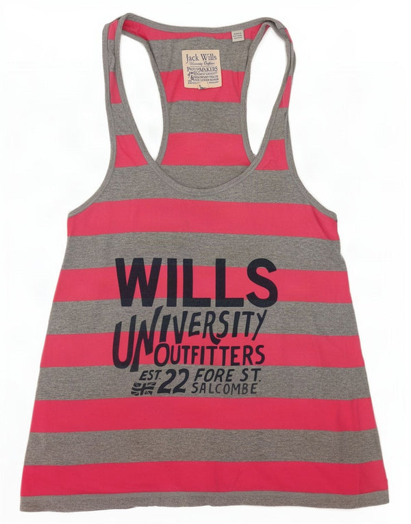 Jack Wills Ženski grafički prsluk UK 8 Mali sivi prugasti pamuk