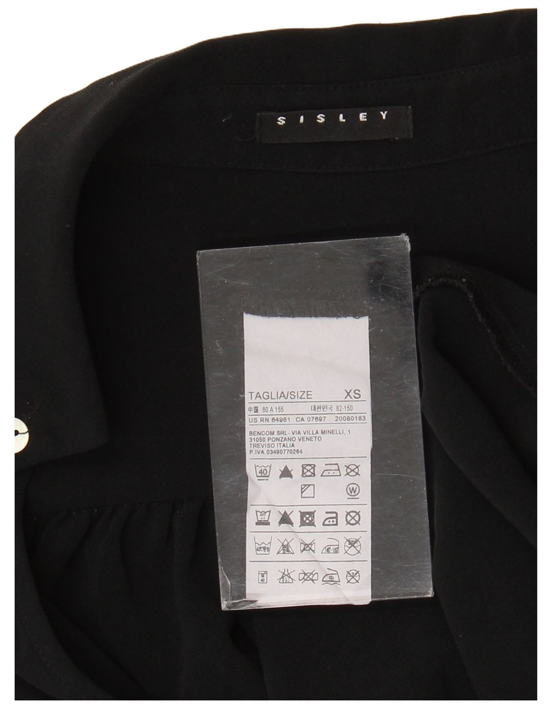 Sisley gornji dio ženske bluze dugih rukava UK 6 XS crni poliester