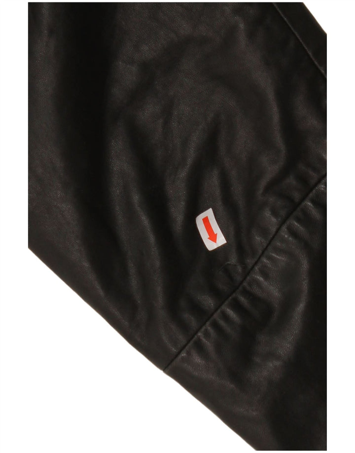 MAURITIUS Ženska kožna jakna sako s 3 gumba UK 18 XL crna koža