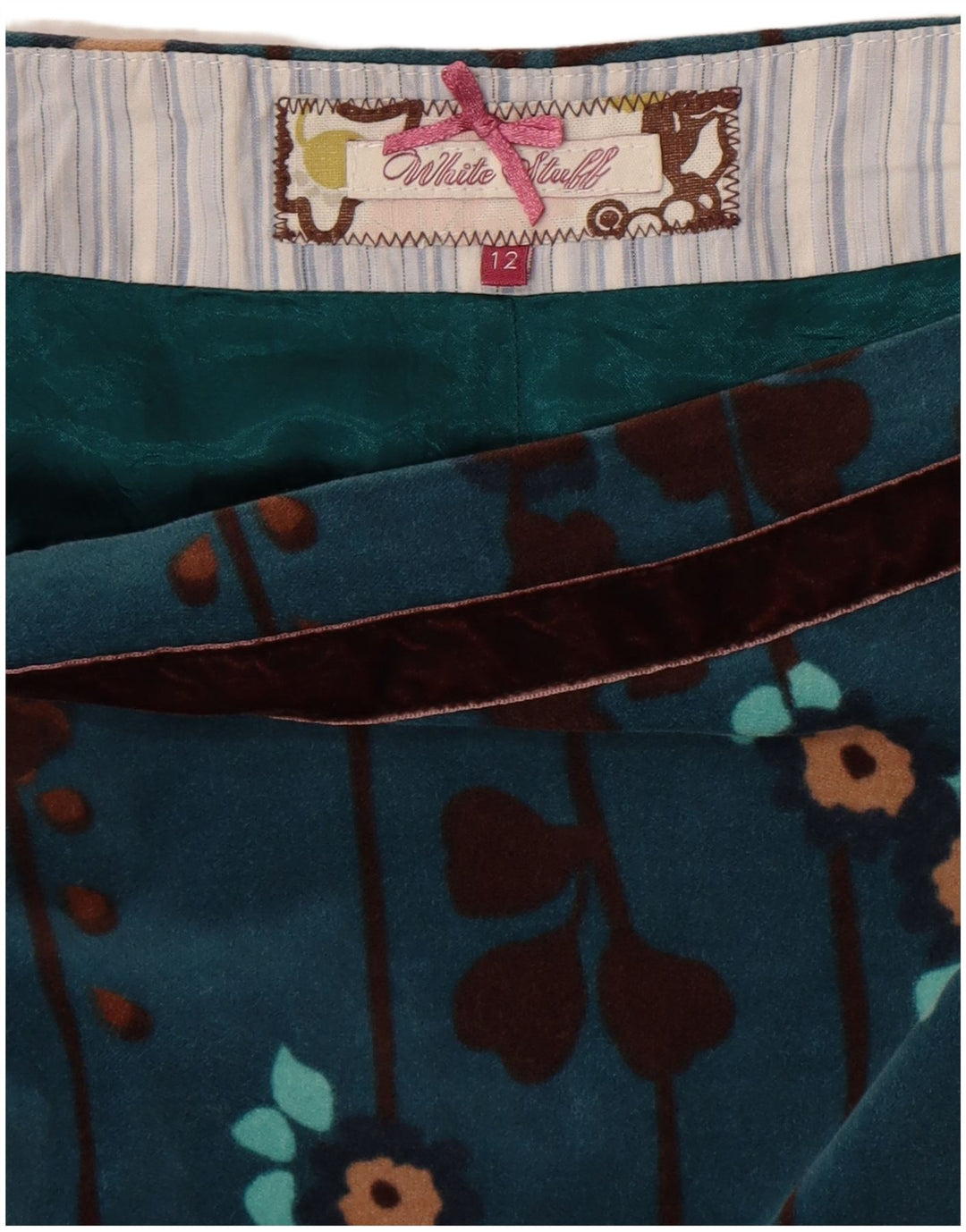 Bijela ženska suknja A-kroja UK 12 Srednja W30 Plava cvjetna