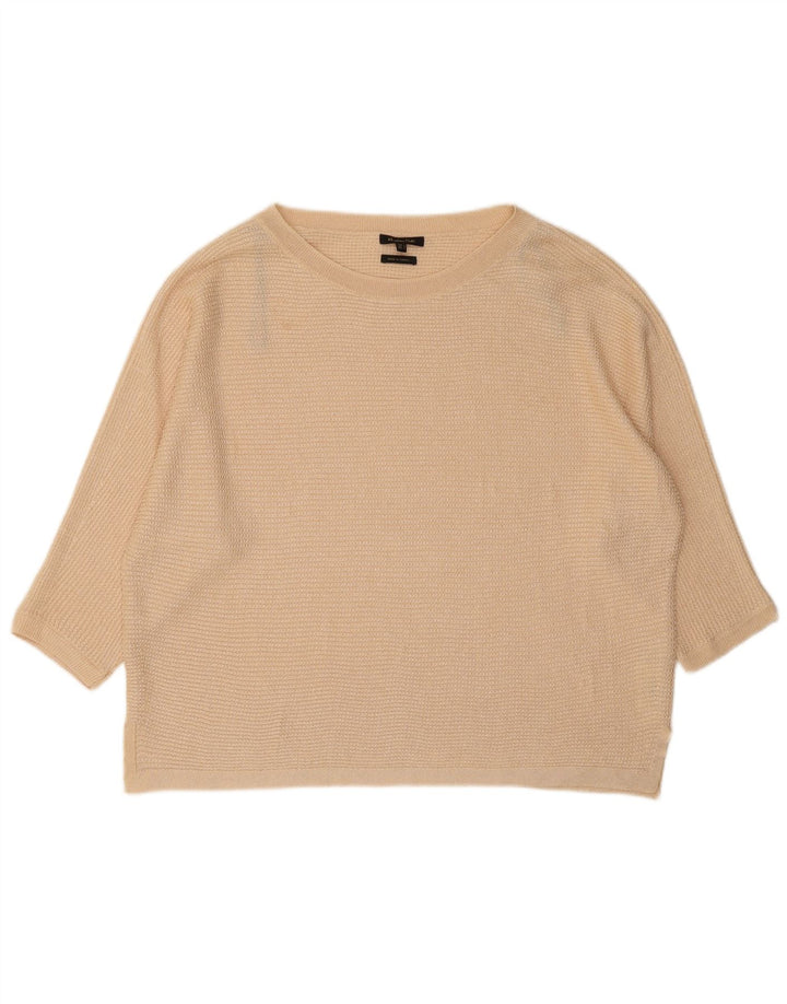 MASSIMO DUTTI Womens Oversized Boat Neck Jumper Sweater UK 14 Medium Beige