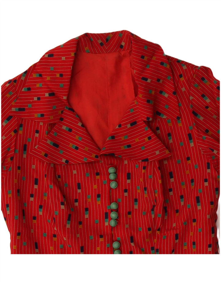 VINTAGE ženska haljina A-kroja UK 12 srednje crvene fleke