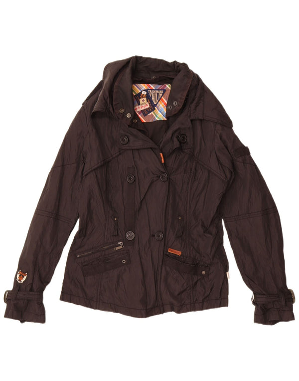 Ženska vjetrovka s dvostrukim kopčanjem zaštićenog znaka UK 14 srednje crna