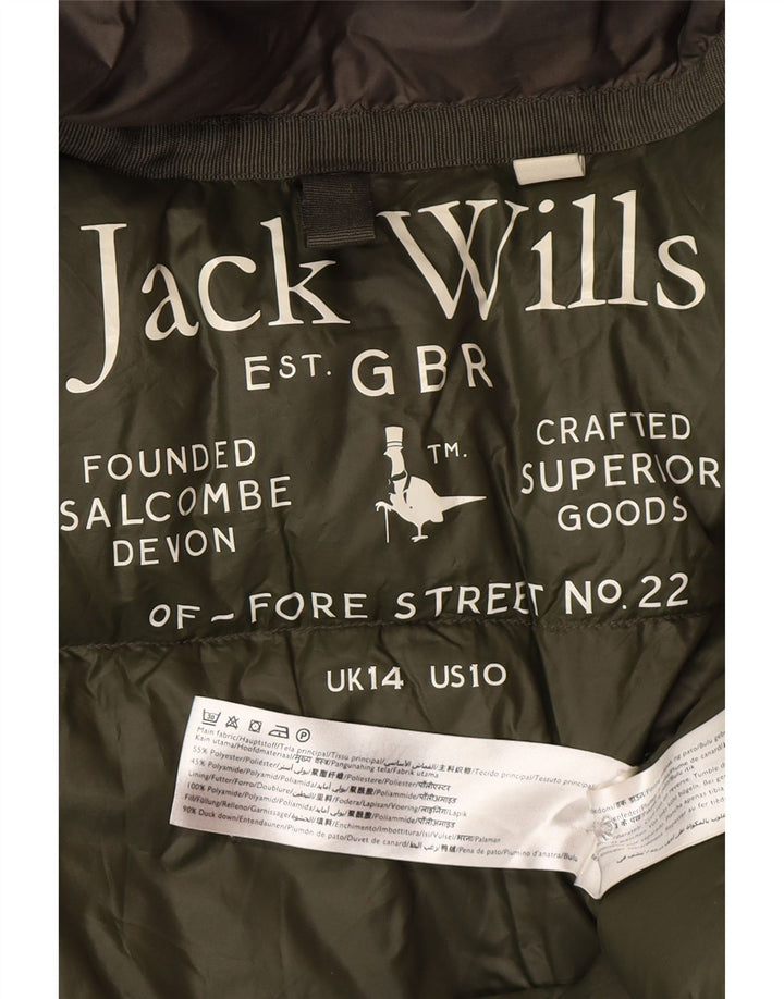 Jack Wills, ženski podstavljeni kaput s kapuljačom UK 14, veliki kaki poliester