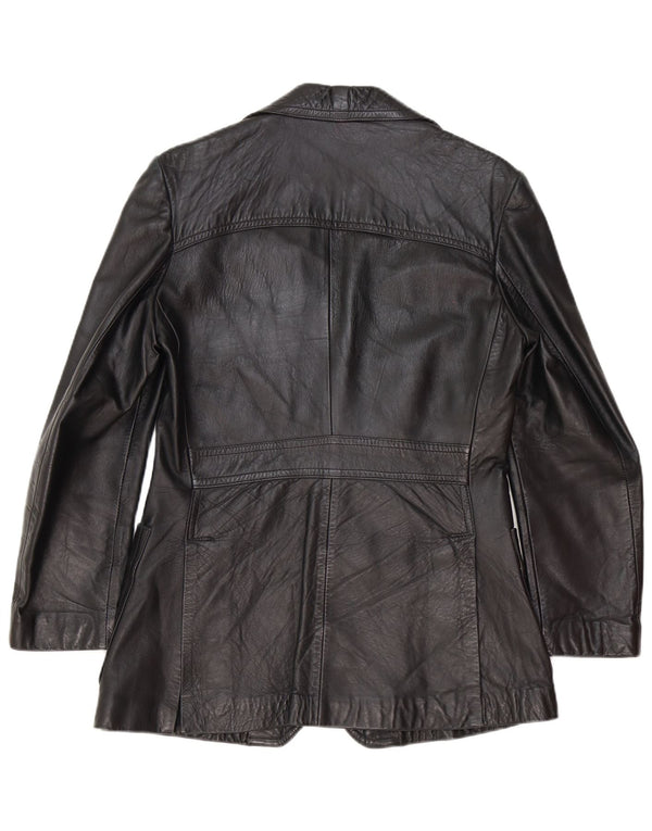 Vintage Mens 2 Button Leather Blazer Jacket UK 40 Large Black