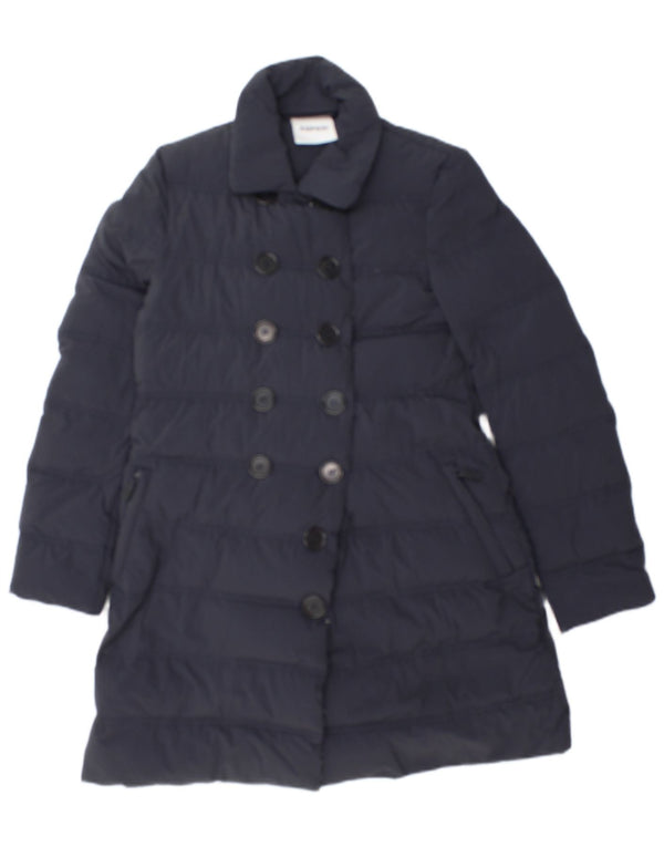 Aspesi Womens Double Breasted Padded Coat UK 10 Small Navy Blue Polyamide