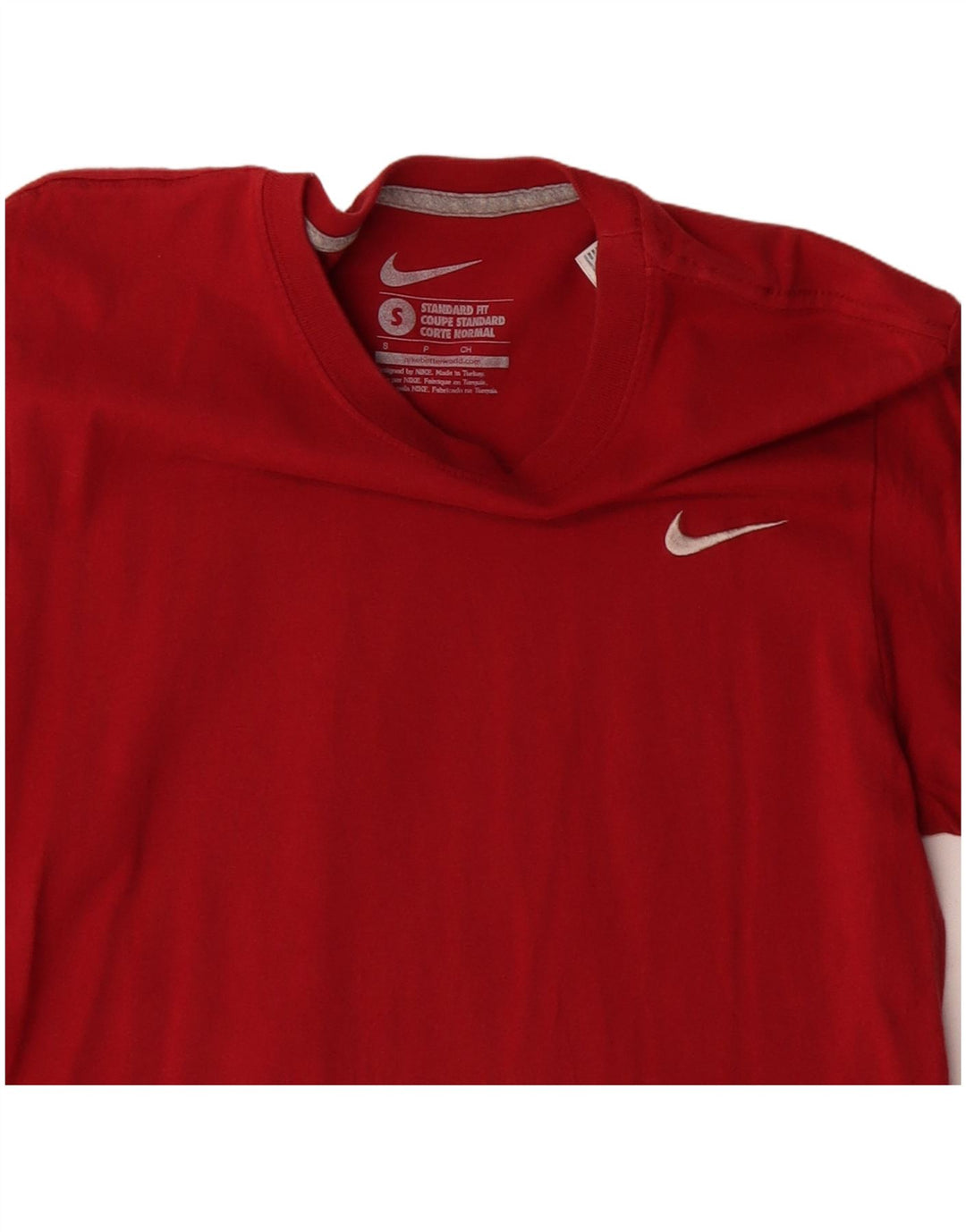 NIKE Mens Coupe Standard Standard Fit Majica kratkih rukava Mali crveni pamuk