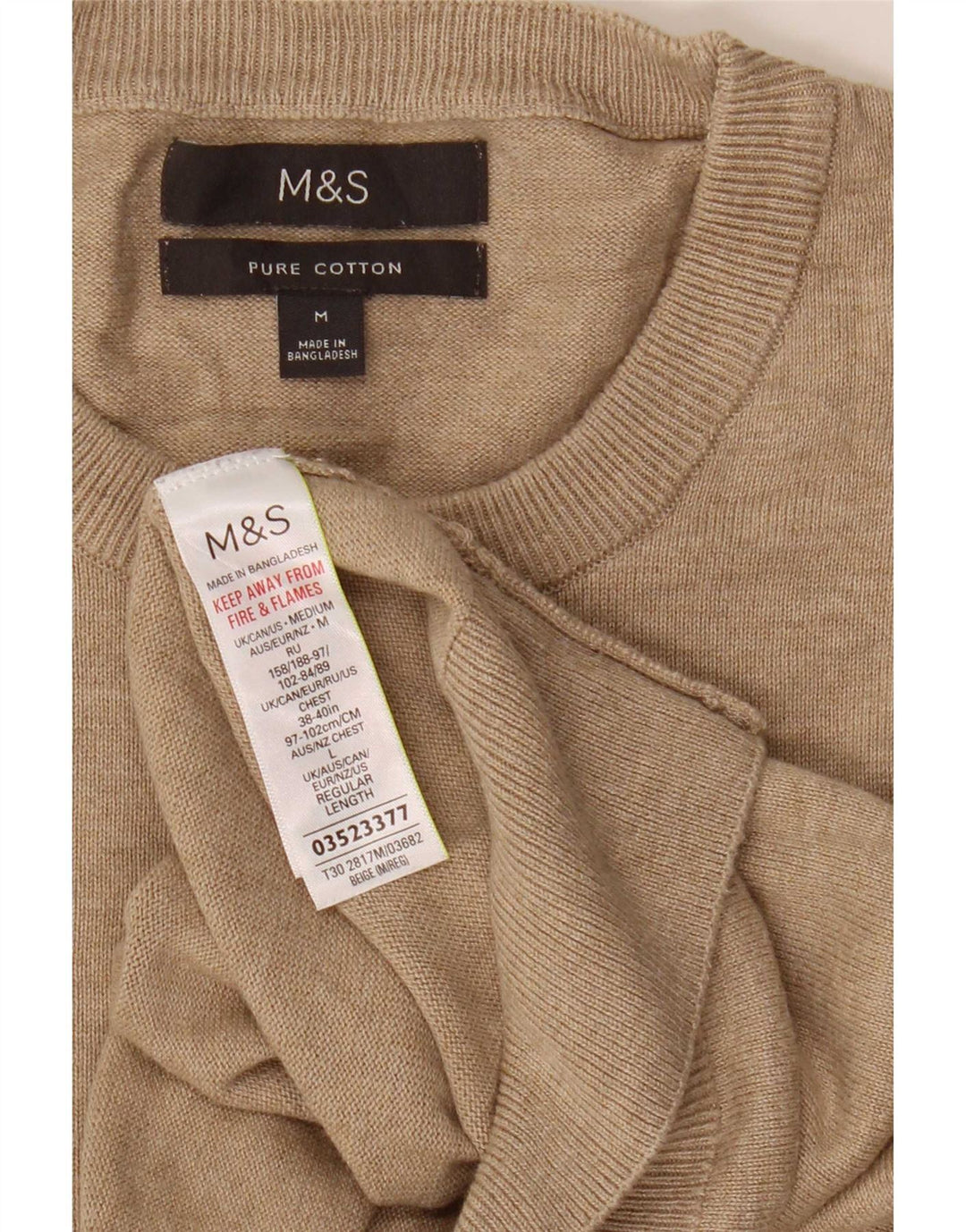 Marks & Spencer muški džemper s okruglim izrezom, srednje bež pamuk