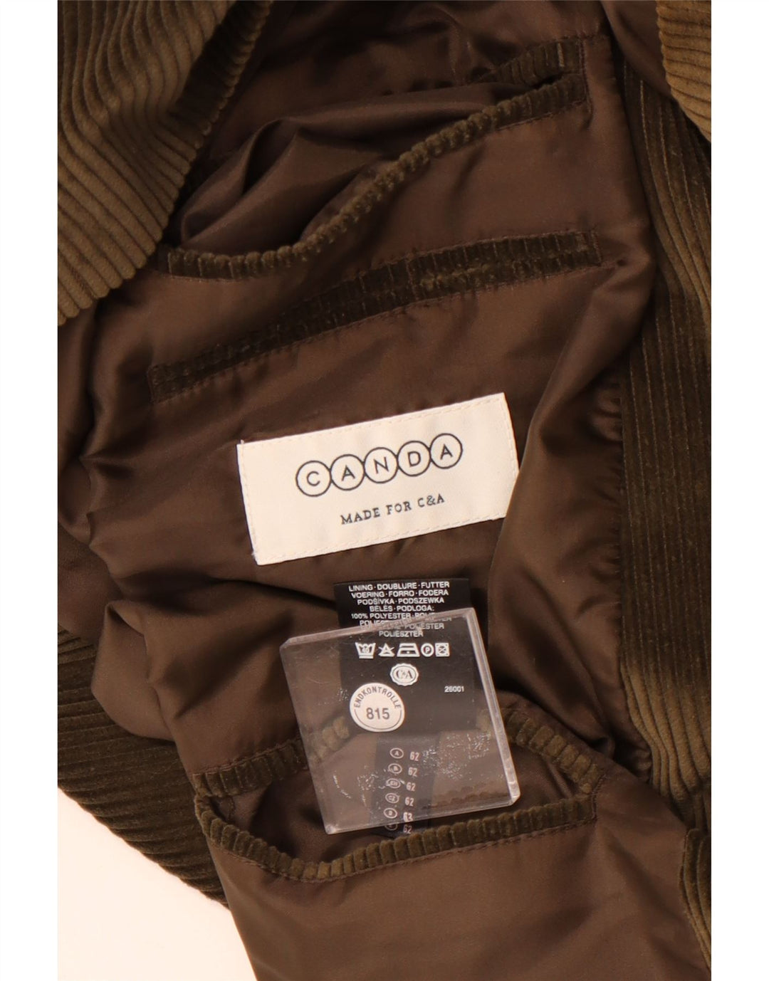 Canda Muška jakna od samta s 3 gumba UK 58 4XL Zeleni pamuk