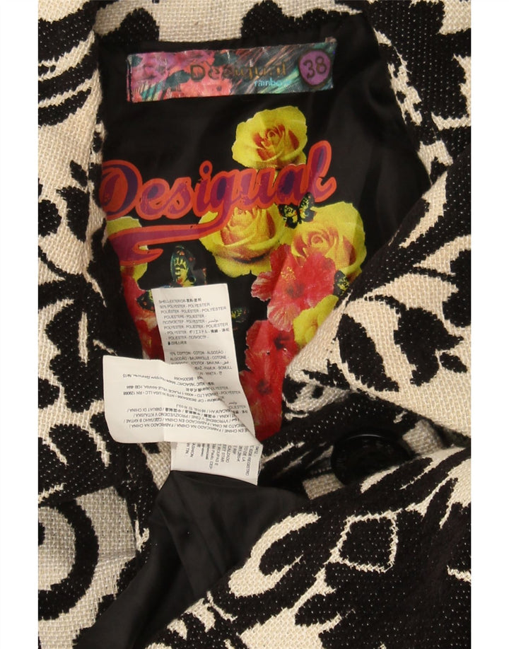DESIGUAL Womens Overcoat EU 38 Medium White Floral Polyester Vintage Desigual and Second-Hand Desigual from Messina Hembry 