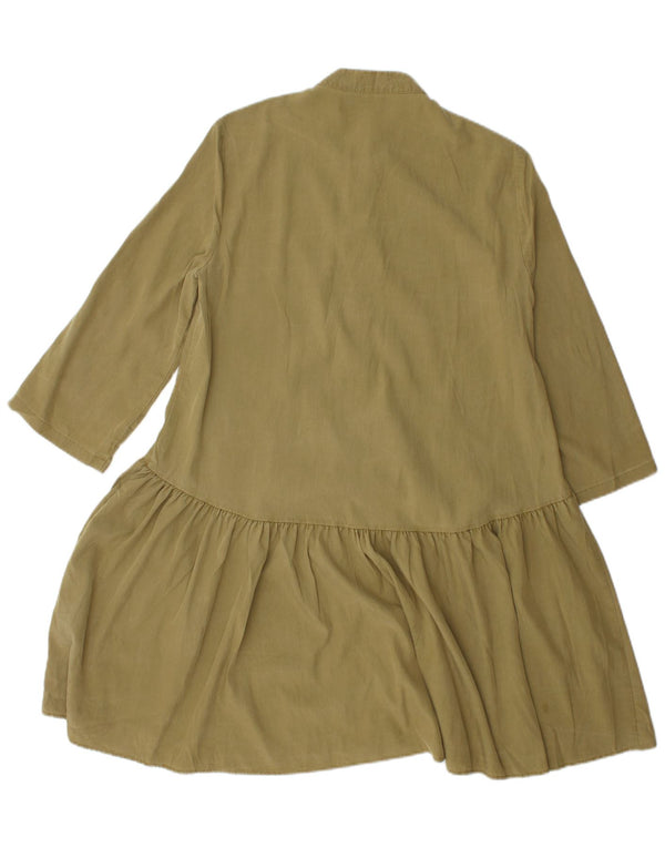 Zara ženska košulja haljina 3/4 rukava UK 6 XS kaki liocel