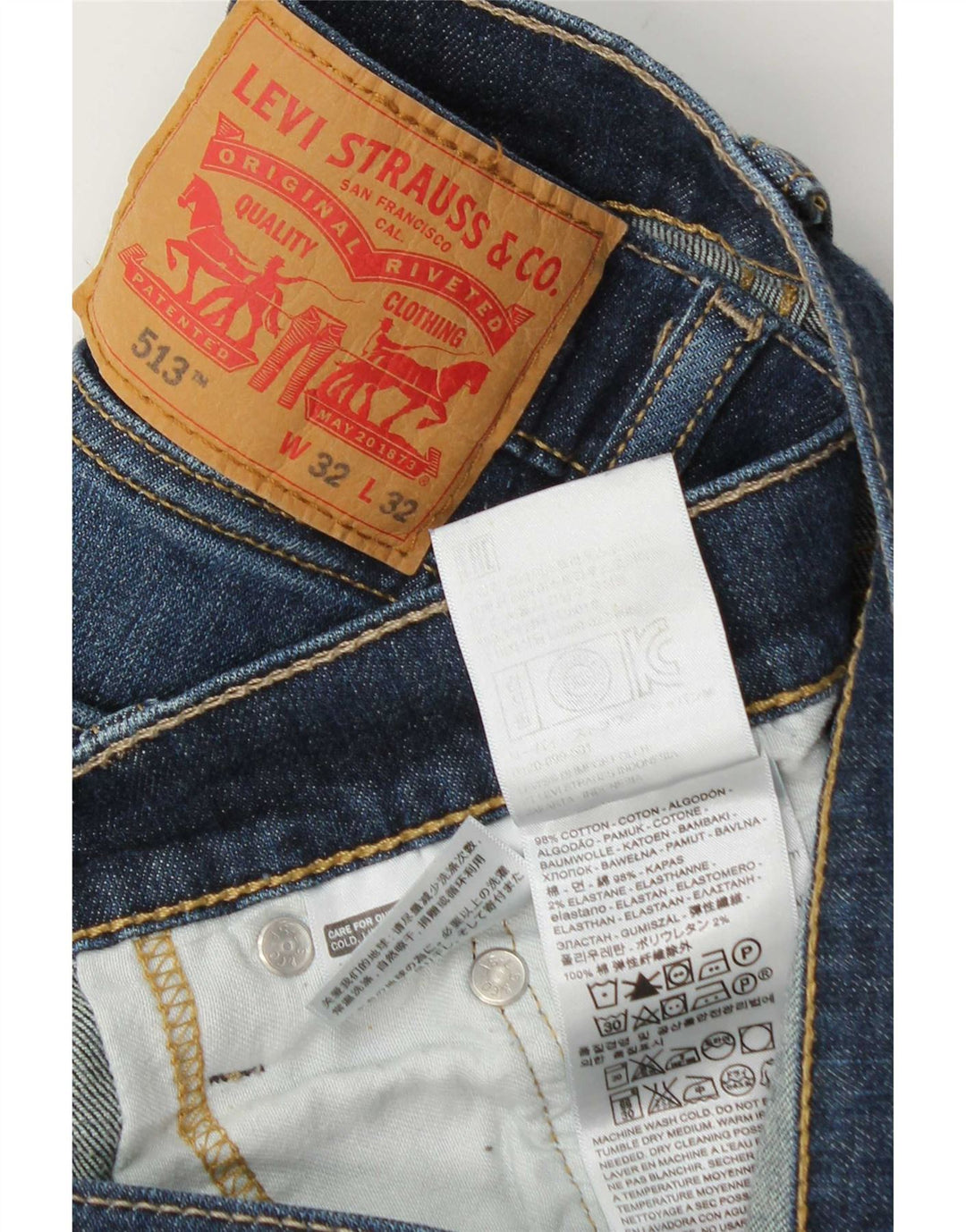 Levi's muške 513 ravne traperice W32 L32 plavi pamuk