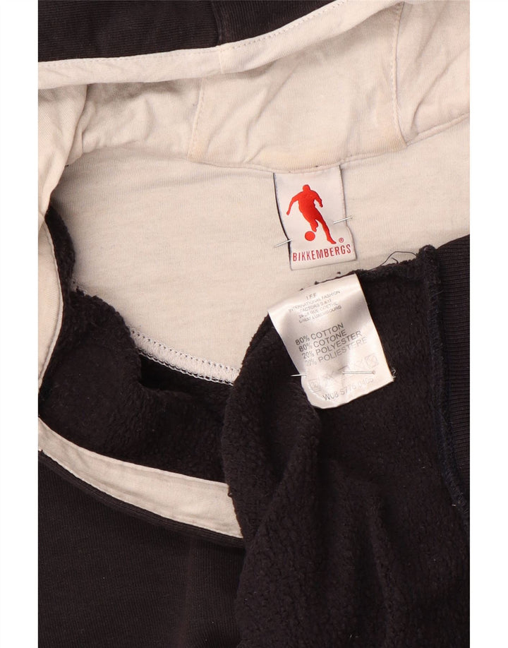 Bikkembergs ženska majica s kapuljačom s dugmadima i ovratnikom UK 14 Srednje crni pamuk