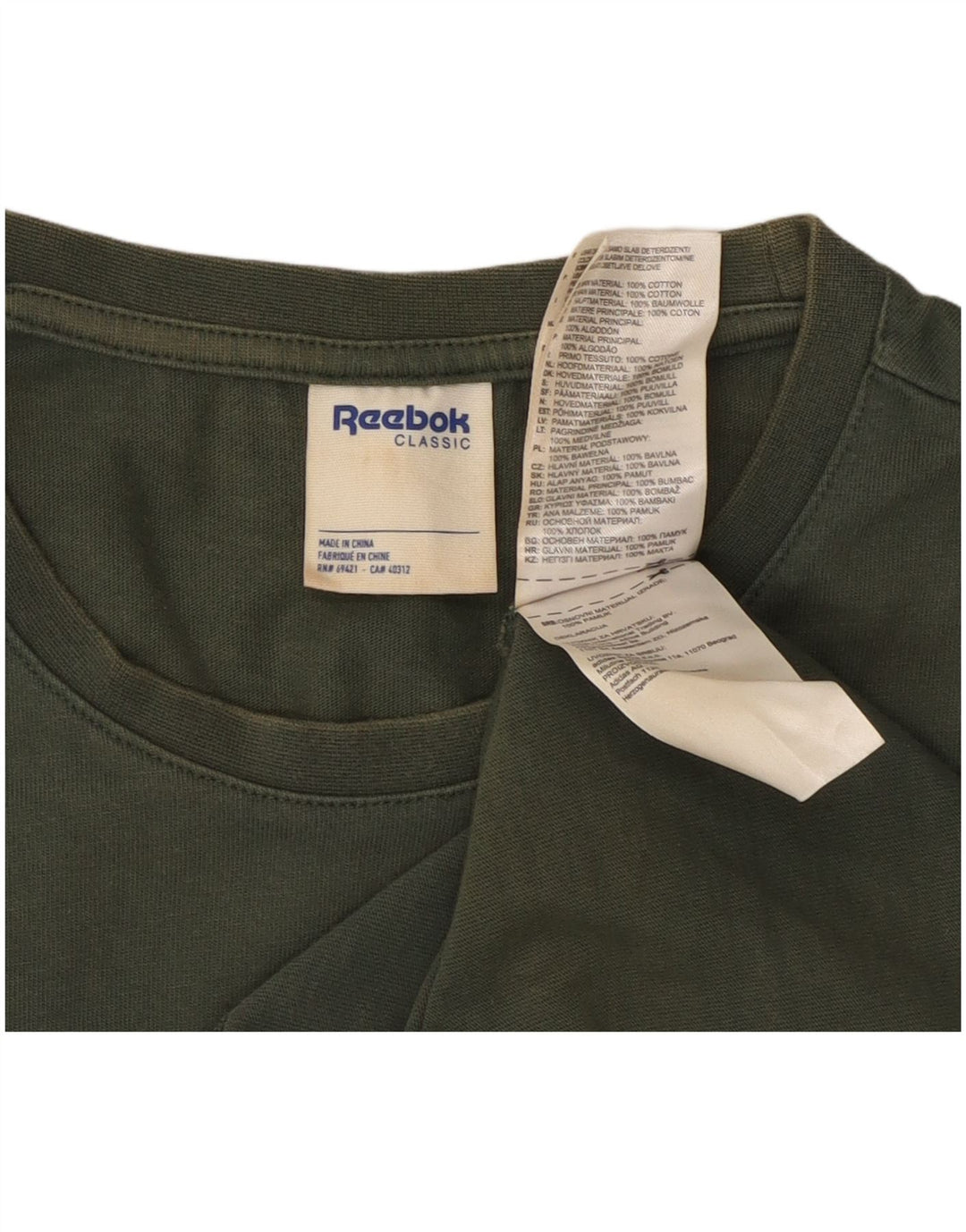 REEBOK Muška klasična majica kratkih rukava s grafičkim motivima, mali zeleni pamuk