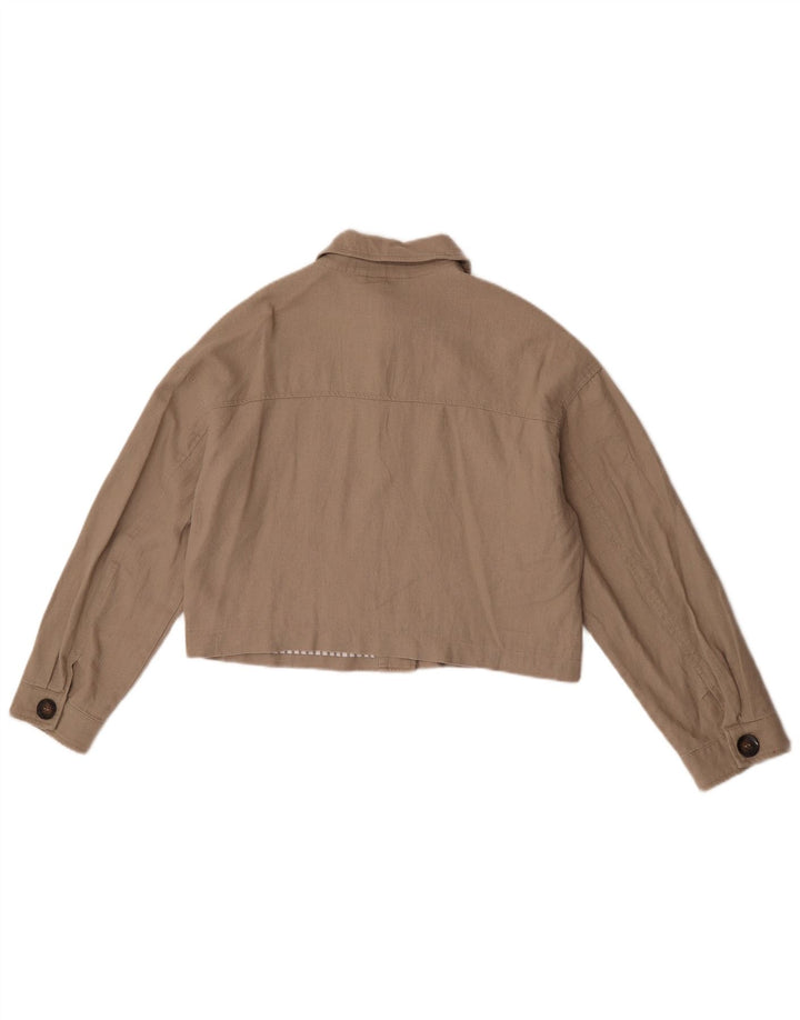 Prevelika ženska Zara bomber jakna UK 10 Small Beige Linen