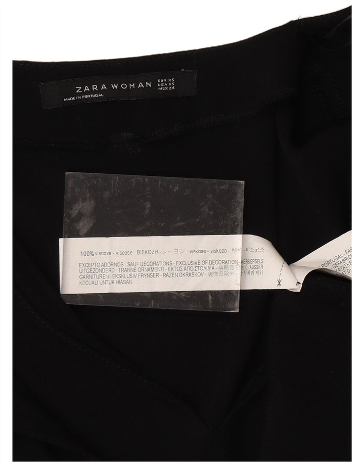 ZARA ženski gornji dio bluze 3/4 rukava UK 6 XS crna viskoza