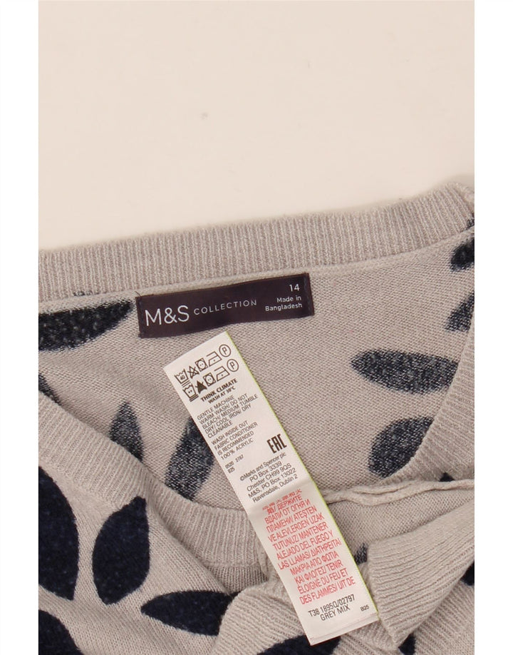 Marks & Spencer ženski džemper s veznim izrezom UK 14 veliki sivi