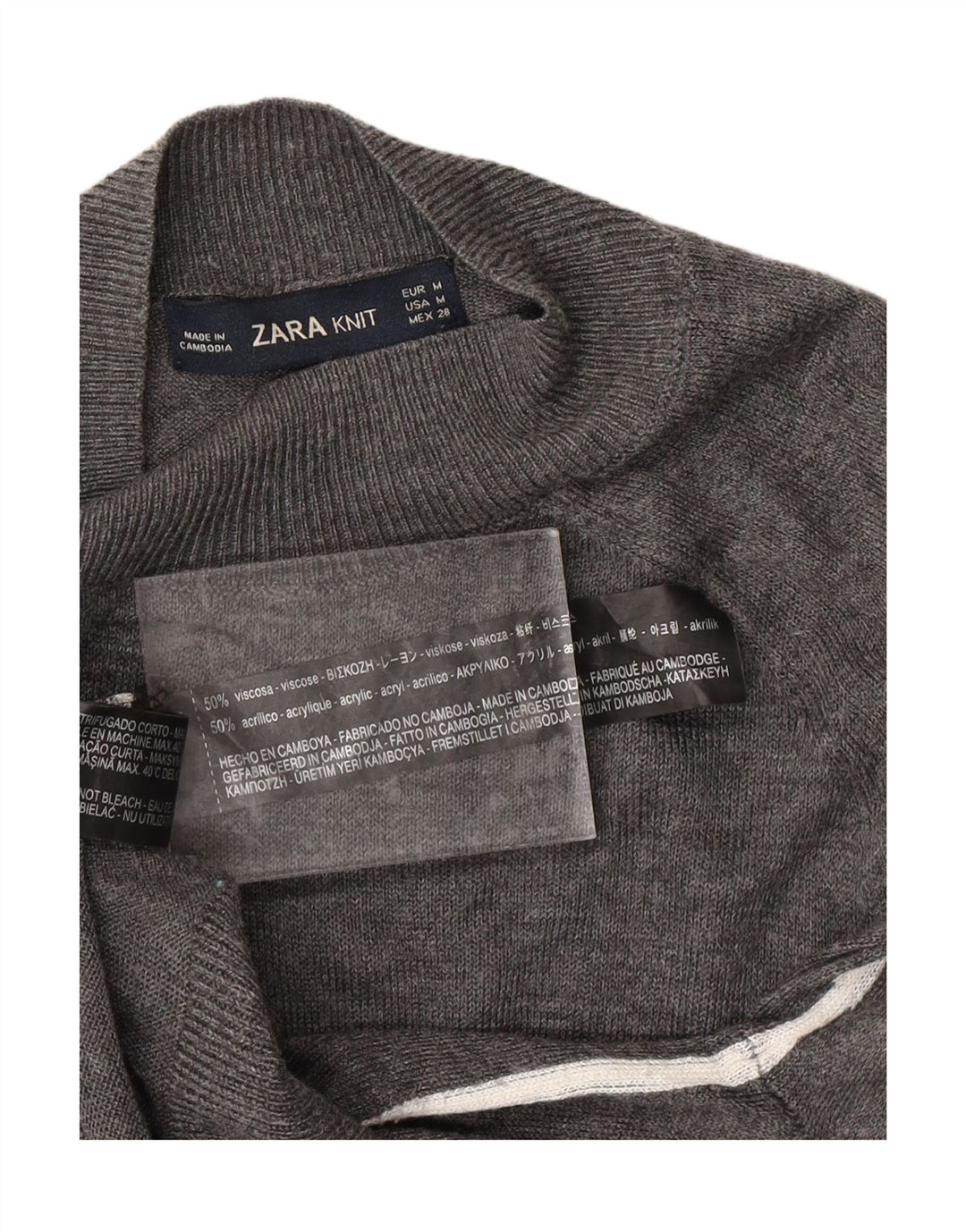 ZARA ženski džemper s kornjačičastim ovratnikom UK 12 Srednje siva viskoza