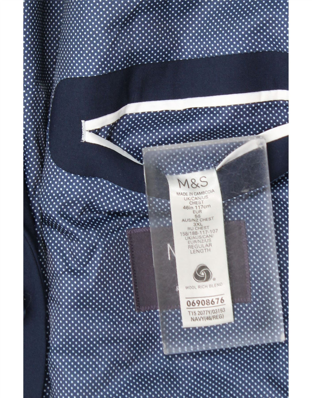 Marks & Spencer muška jakna sa 2 gumba EU 56 3XL tamnoplava vuna