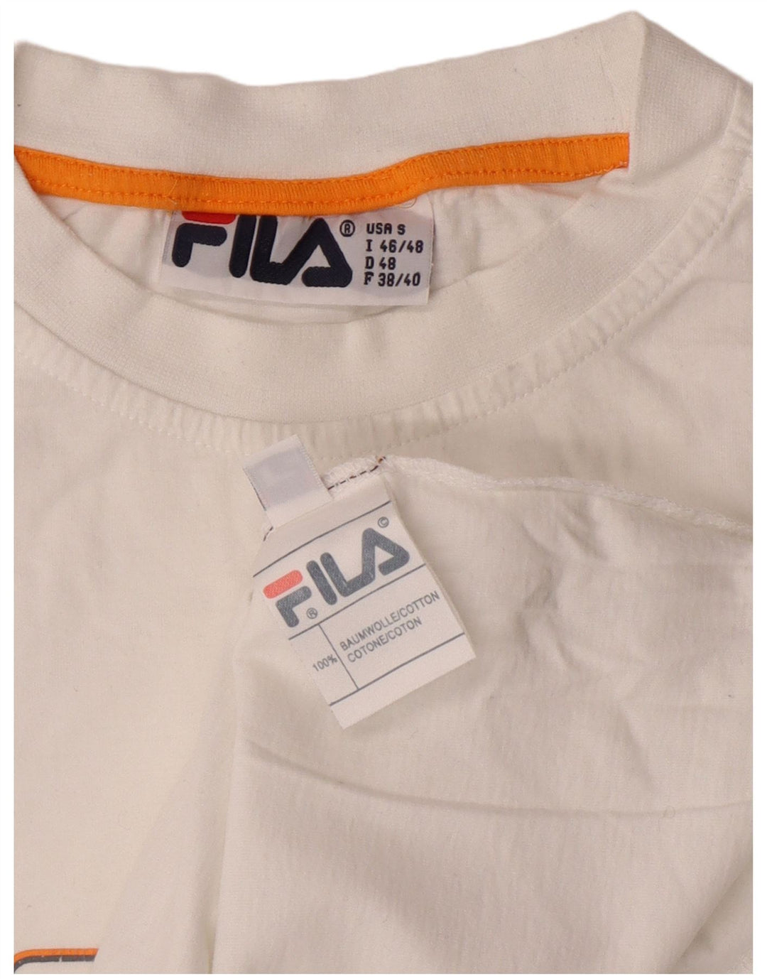 FILA Mens Graphic T-Shirt Top Small White Cotton
