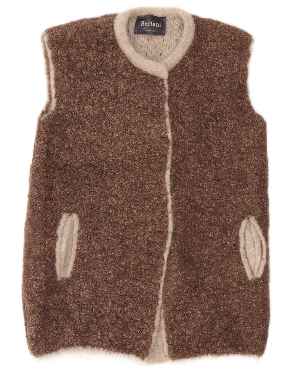 Vintage ženski otvoreni kardigan pulover bez rukava UK 14 srednje smeđe boje