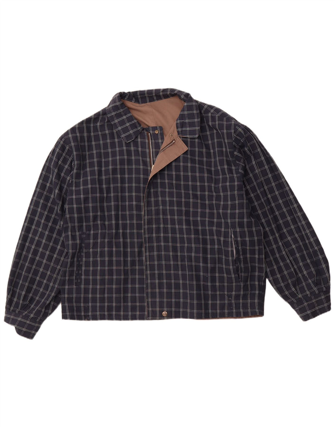 VINTAGE muška dvostruka jakna UK 40 veliki smeđi karirani poliester