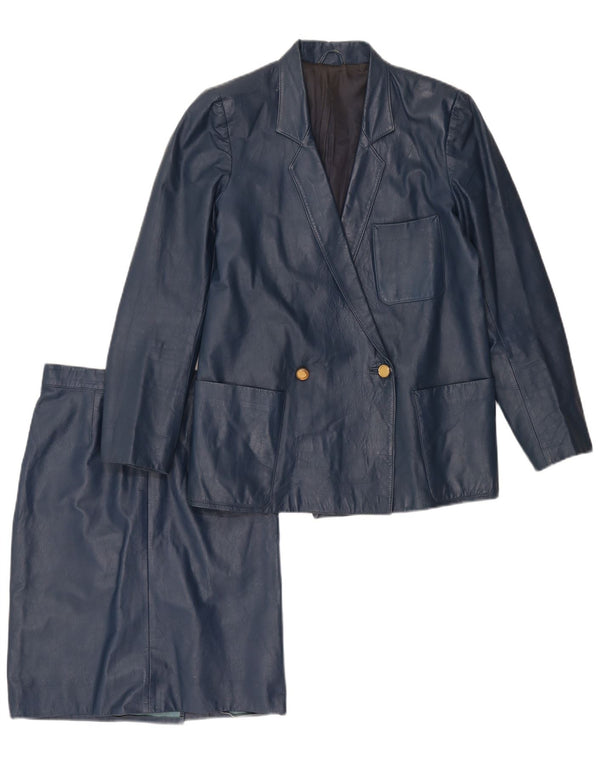 Vintage ženski dvodijelni set suknji širokog kroja UK 10 mali W24 tamnoplavi