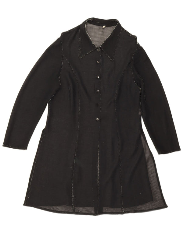 Vintage ženska haljina košulja UK 18 XL crna viskoza