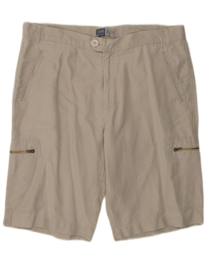 VINTAGE Mens Cargo Shorts Large W34 Beige Cotton Vintage Vintage and Second-Hand Vintage from Messina Hembry 