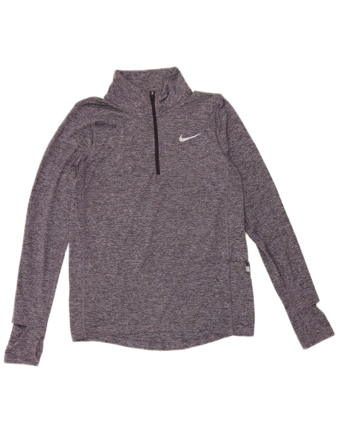 Nike Dri Fit majica s dugim rukavima i izrezom s patentnim zatvaračem XS s plavim pjegama od poliestera