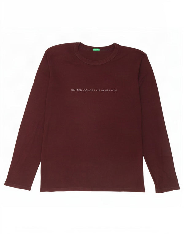 Benetton ženska majica dugih rukava s grafikama UK 18 XL, smeđi pamuk