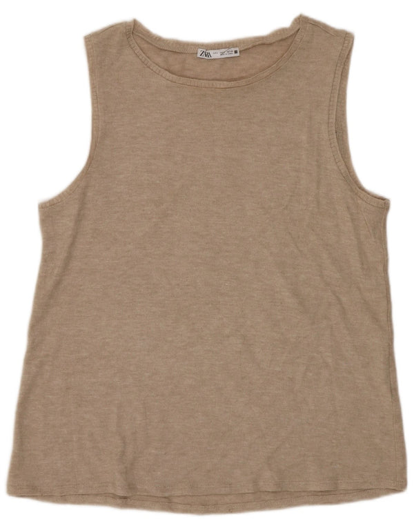 Zara ženski prsluk UK 10 Small Beige Flecked