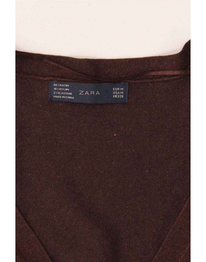 Zara ženski kardigan pulover UK 12 Srednje smeđa svila