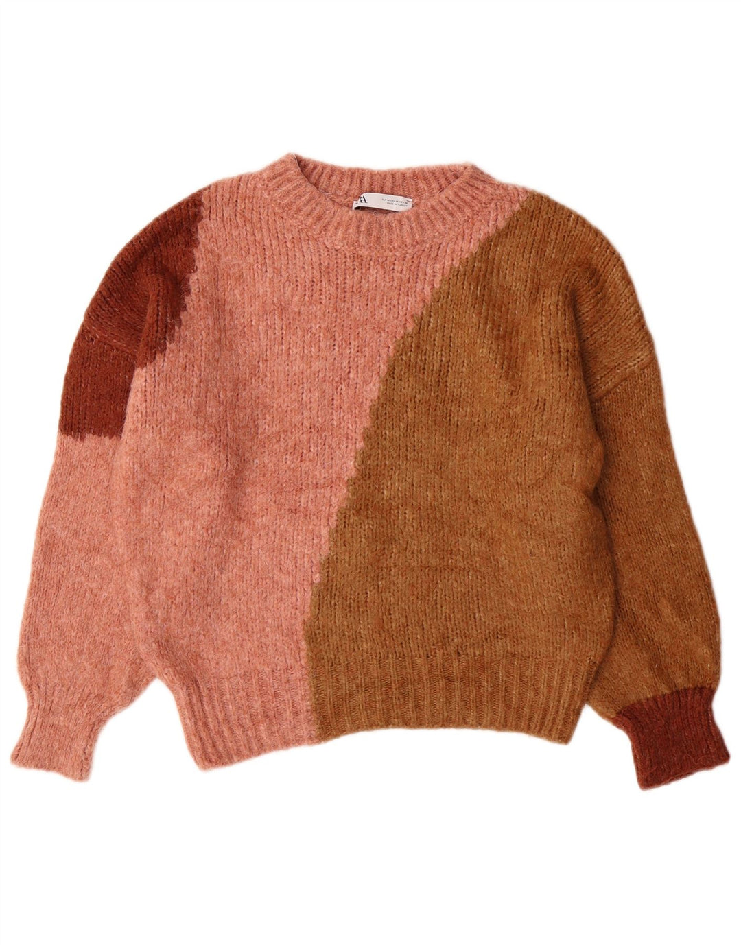 ZARA ženski džemper s okruglim izrezom UK 14 Srednje ružičasta akrilna boja